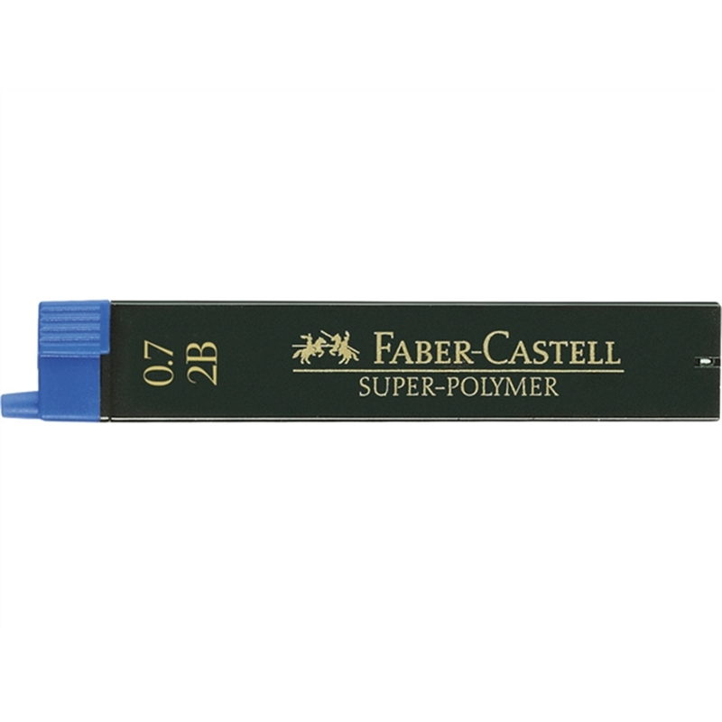 faber-castell-bleistiftmine-super-polymer-minen-0-7-mm-2b-blau-schreibfarbe-schwarz-12-stueck