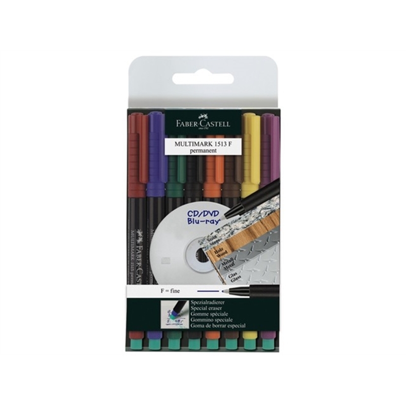 faber-castell-oh-stift-multimark-f-permanent-0-6-mm-schreibfarbe-8er-sortiert-8-stueck