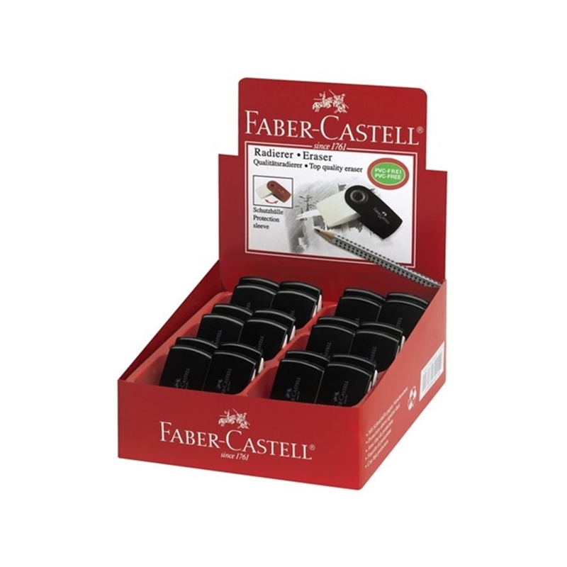 faber-castell-radierer-sleeve-mini-mit-kunststoffhuelle-54-x-24-x-10-mm-weiss/schwarz