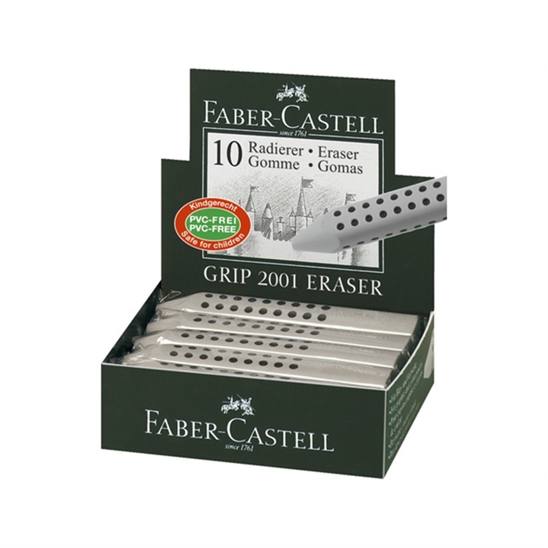 faber-castell-radierer-grip-2001-kunststoff-fuer-bleistifte-grau/schwarz