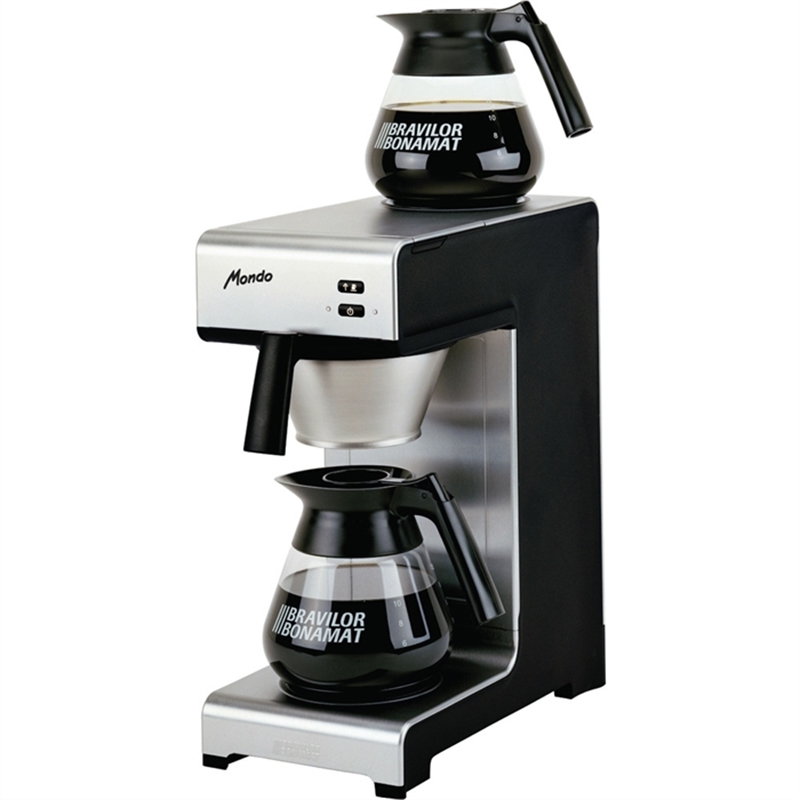 bravilor-bonamat-kaffeemaschine-mondo-2-2-140-w-mit-2-glaskannen-3-4-l-fuer-24-tassen-19-5-x-40-6-x-44-6-cm-silber/schwarz