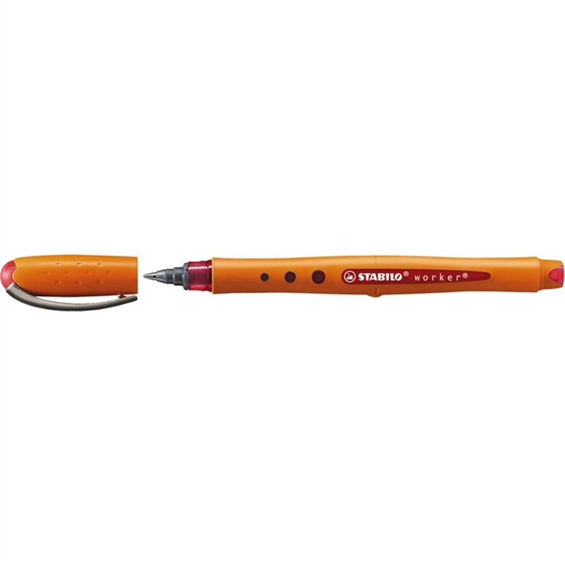 stabilo-tintenkugelschreiber-worker-mit-kappe-f-0-3-mm-schreibfarbe-rot