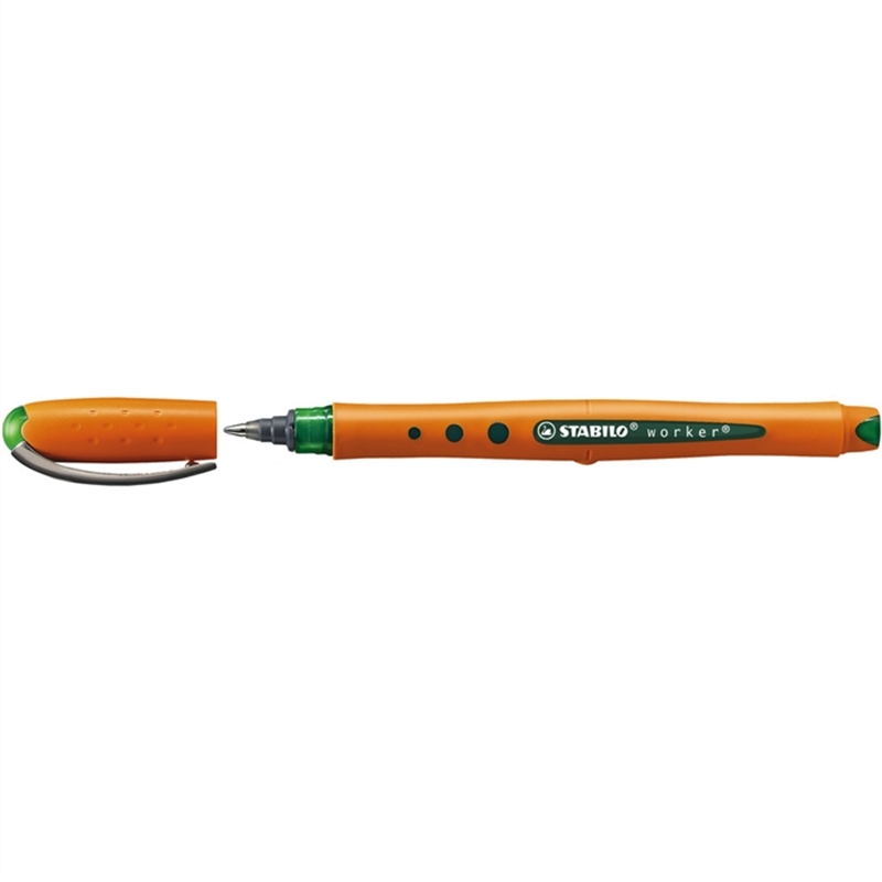 stabilo-tintenkugelschreiber-worker-mit-kappe-m-0-5-mm-schreibfarbe-gruen