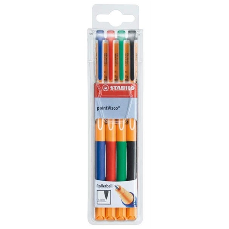 stabilo-tintenkugelschreiber-pointvisco-mit-kappe-0-5-mm-schreibfarbe-4er-sortiert-4-stueck