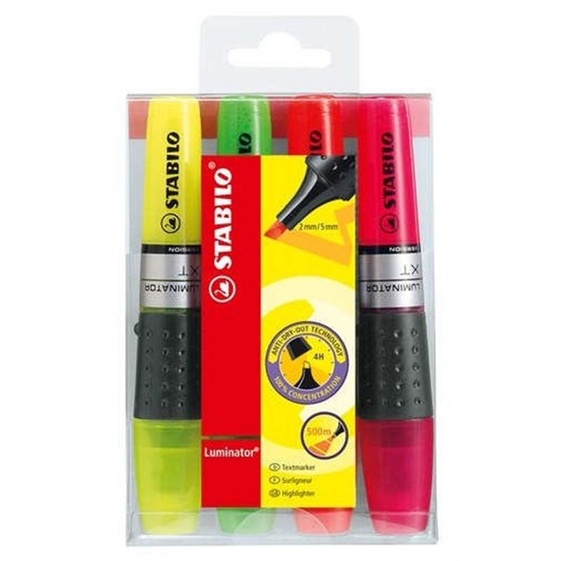 stabilo-textmarker-luminator-keilspitze-2-5-mm-schreibfarbe-4er-sortiert-4-stueck