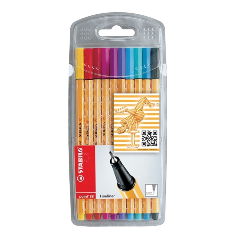 stabilo-fineliner-point-88-mit-kappe-0-4-mm-schreibfarbe-10er-sortiert-10-stueck-B179692