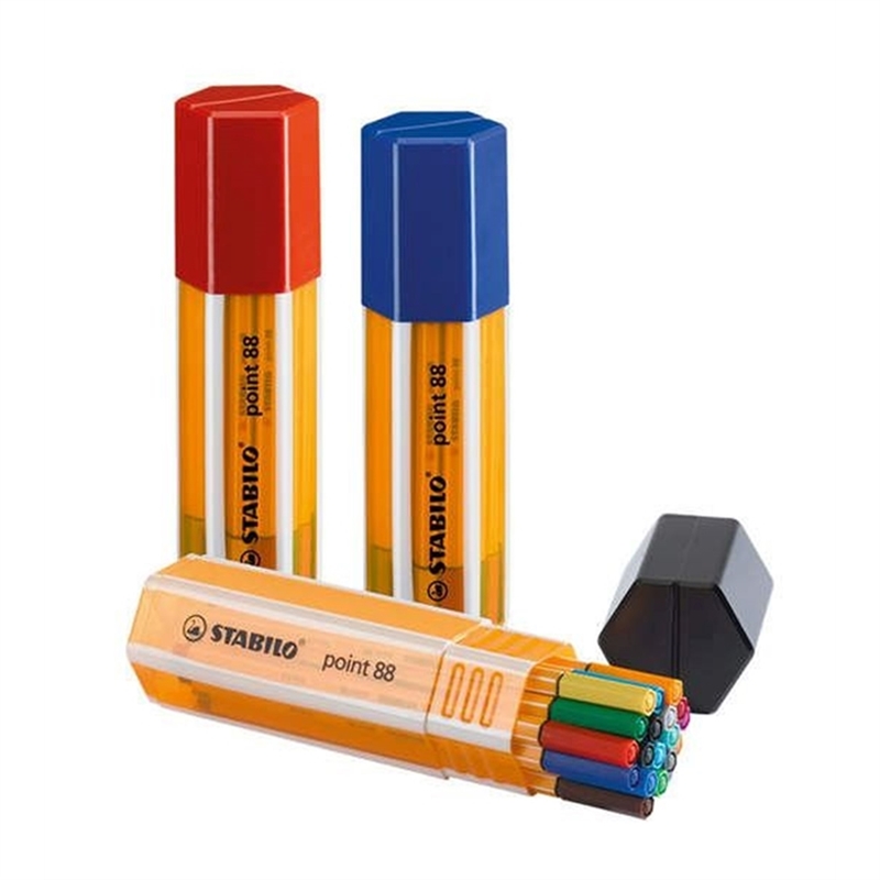 stabilo-fineliner-point-88-big-point-box-mit-kappe-0-4-mm-schreibfarbe-20er-sortiert-20-stueck