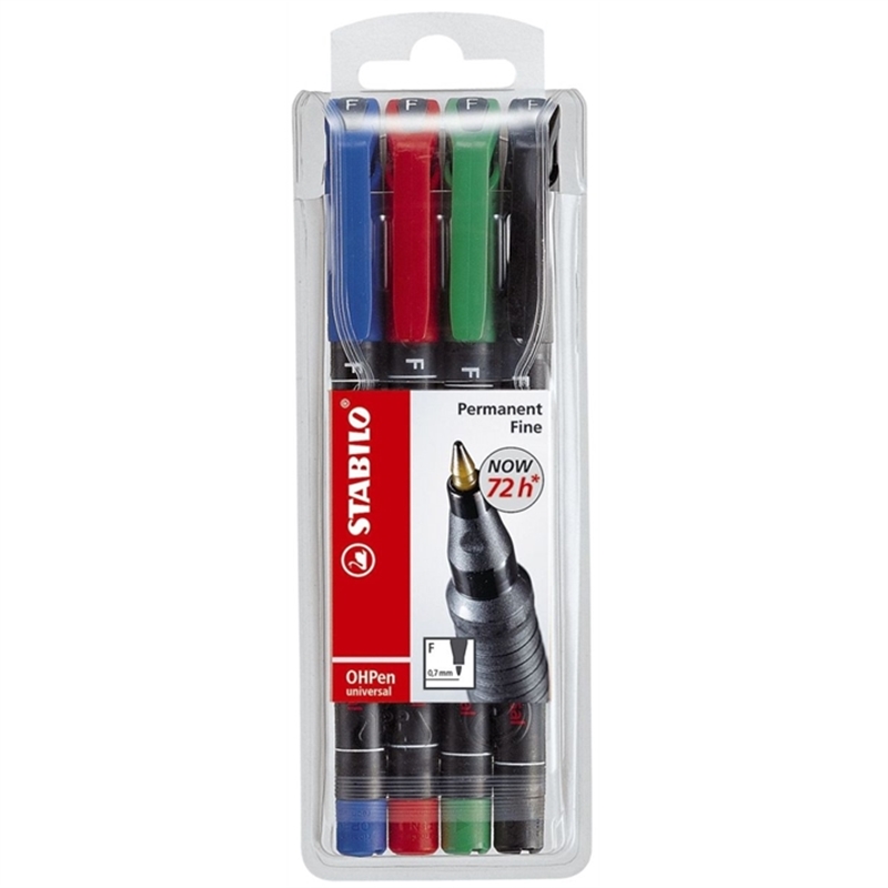 stabilo-oh-stift-ohpen-universal-f-nachfuellbar-permanent-rundspitze-0-7-mm-schaftfarbe-schwarz-schreibfarbe-4er-sortiert-4-stueck