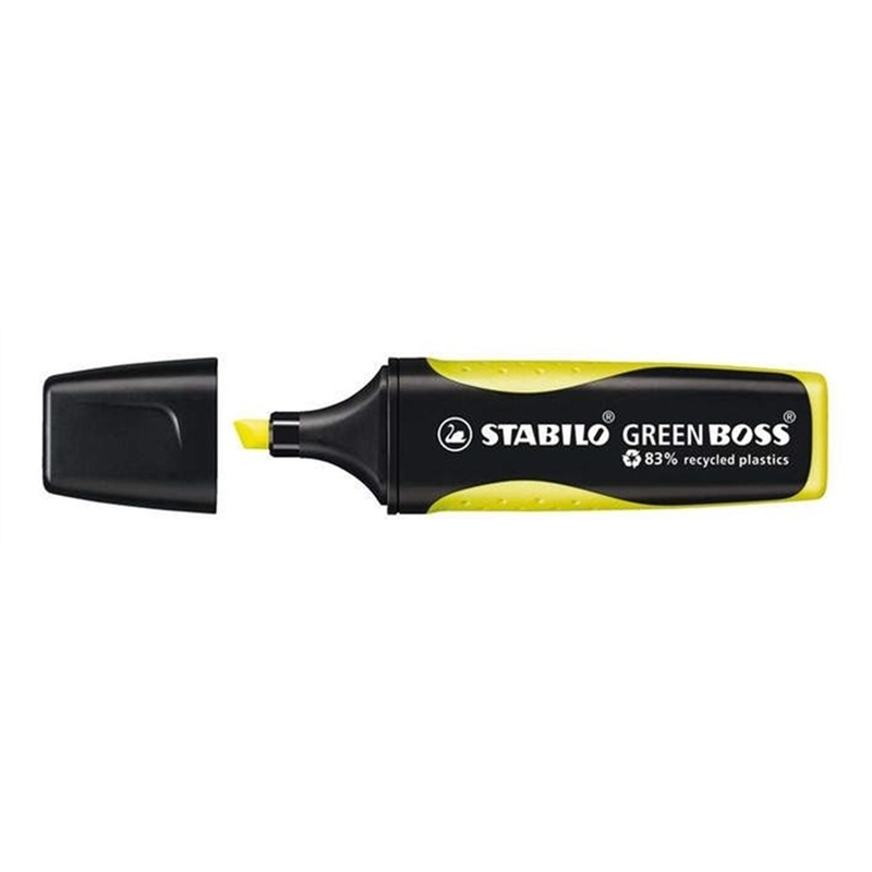 stabilo-textmarker-green-boss-nachfuellbar-keilspitze-2-5-mm-schaftfarbe-in-schreibfarbe/schwarz-schreibfarbe-gelb