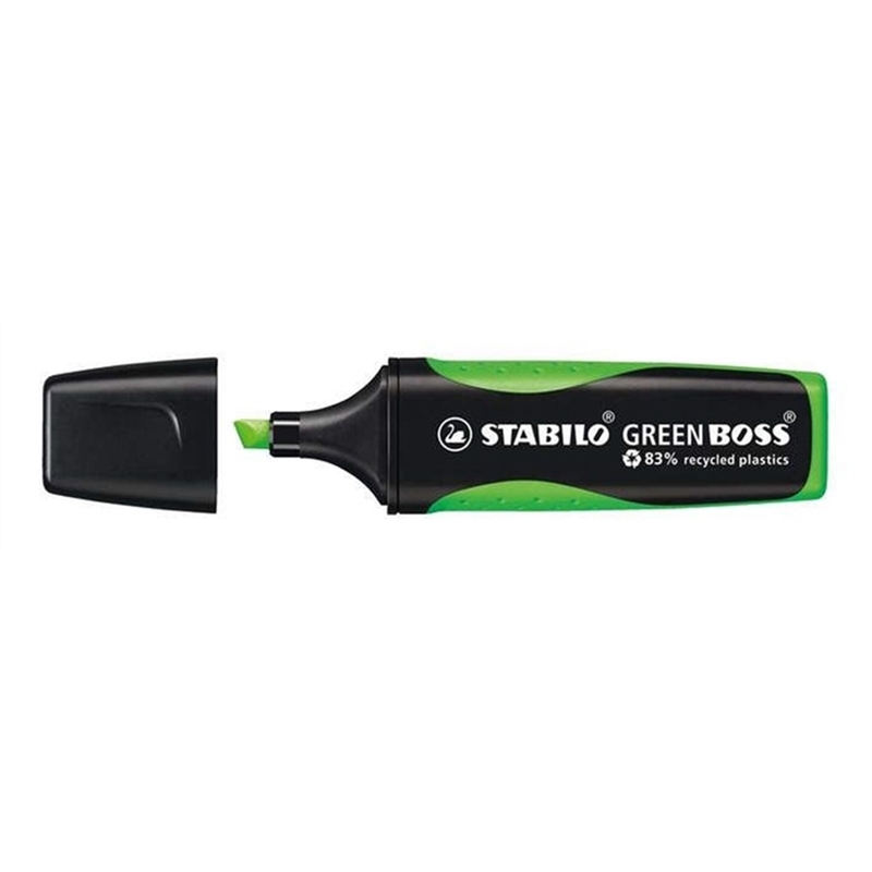 stabilo-textmarker-green-boss-nachfuellbar-keilspitze-2-5-mm-schaftfarbe-in-schreibfarbe/schwarz-schreibfarbe-gruen