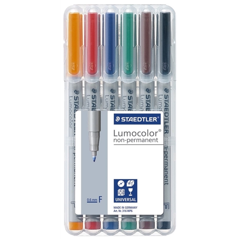 staedtler-oh-stift-lumocolor-316-f-non-permanent-0-6-mm-schaftfarbe-grau-schreibfarbe-6er-sortiert-6-stueck