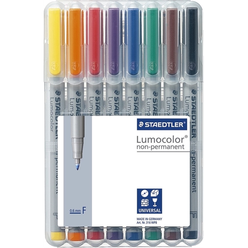 staedtler-oh-stift-lumocolor-316-f-non-permanent-0-6-mm-schaftfarbe-grau-schreibfarbe-8er-sortiert-8-stueck