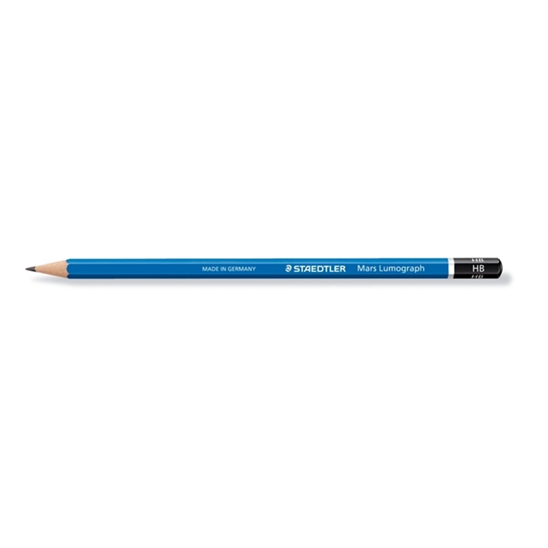 staedtler-bleistift-mars-lumograph-100-sechseckig-hb-schaftfarbe-blau-12-stueck