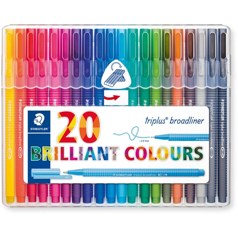 staedtler-fineliner-triplus-broadliner-mit-kappe-0-8-mm-schreibfarbe-20er-sortiert-20-stueck