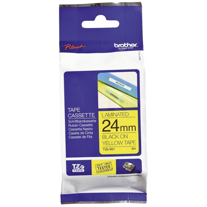 brother-tze-651-brother-schriftbandkassette-tze-laminiert-24-mmx8-m-schwarz-auf-gelb