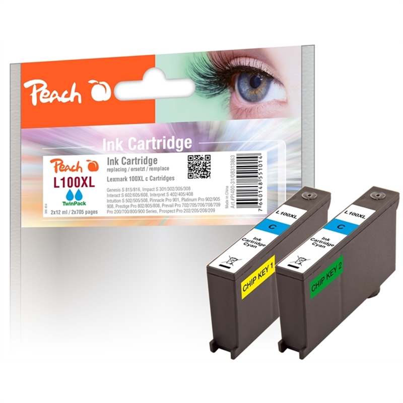 peach-doppelpack-2-tintenpatronen-cyan-kompatibel-zu-lexmark-no-100xl-14n1093