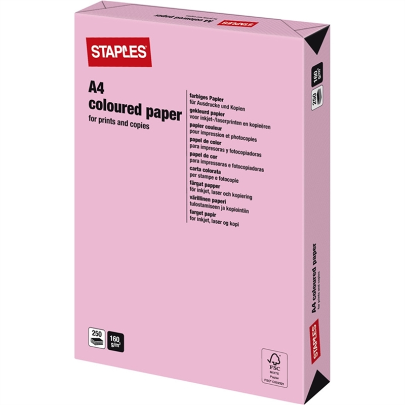 staples-multifunktionspapier-a4-160-g/m-rosa-250-blatt