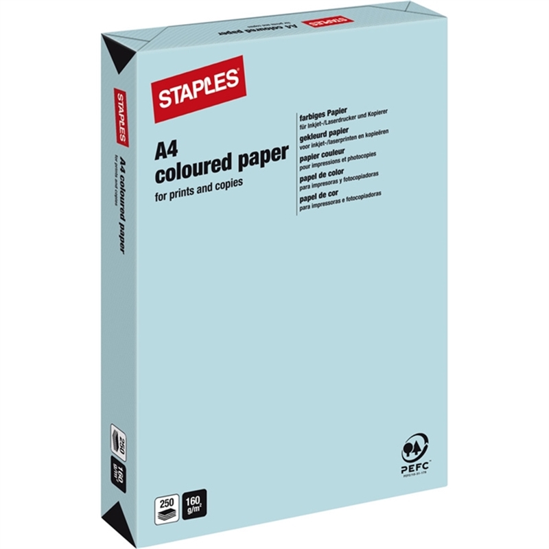 staples-multifunktionspapier-a4-160-g/m-medium-blue-/-eisblau-pastell-250-blatt