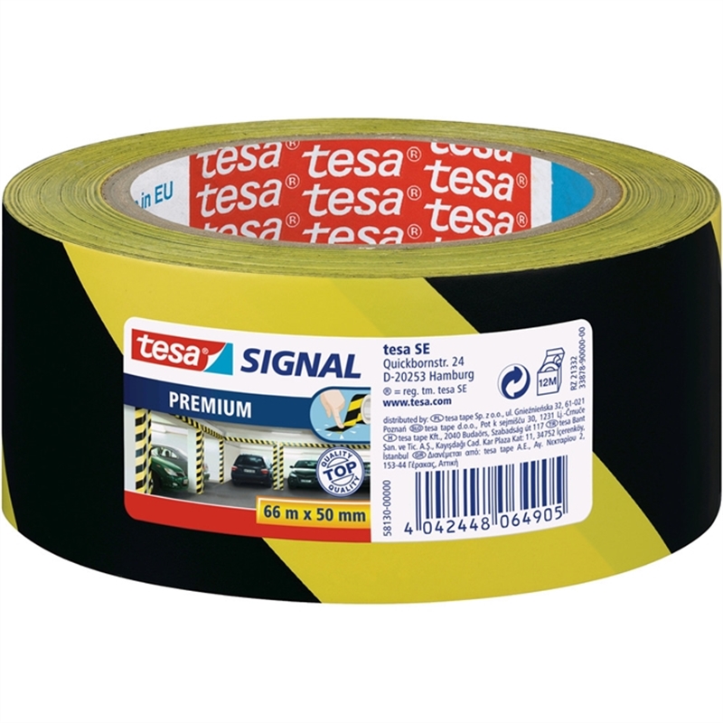 tesa-warnband-premium-diagonal-gestreift-selbstklebend-50-mm-x-66-m-schwarz/gelb-1-rolle
