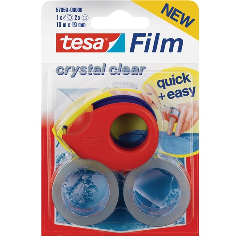 tesa-handabroller-mini-2-rol-tesafilm-gefuellt-fuer-rollen-bis-19-mm-x-10-m-rot/blau-1-set