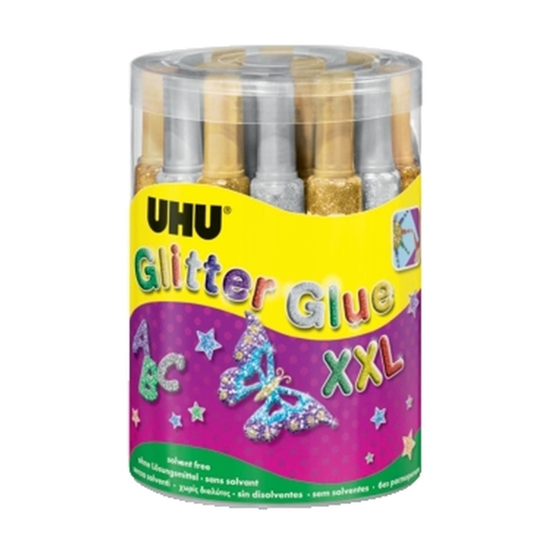 uhu-young-creativ-glitter-glue-original-24-tuben-76-g-16-x-gold-8-x-silber