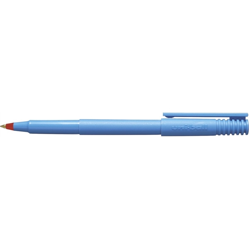 uni-ball-tintenkugelschreiber-ub-100-mit-kappe-0-4-mm-schaftfarbe-blau-schreibfarbe-rot