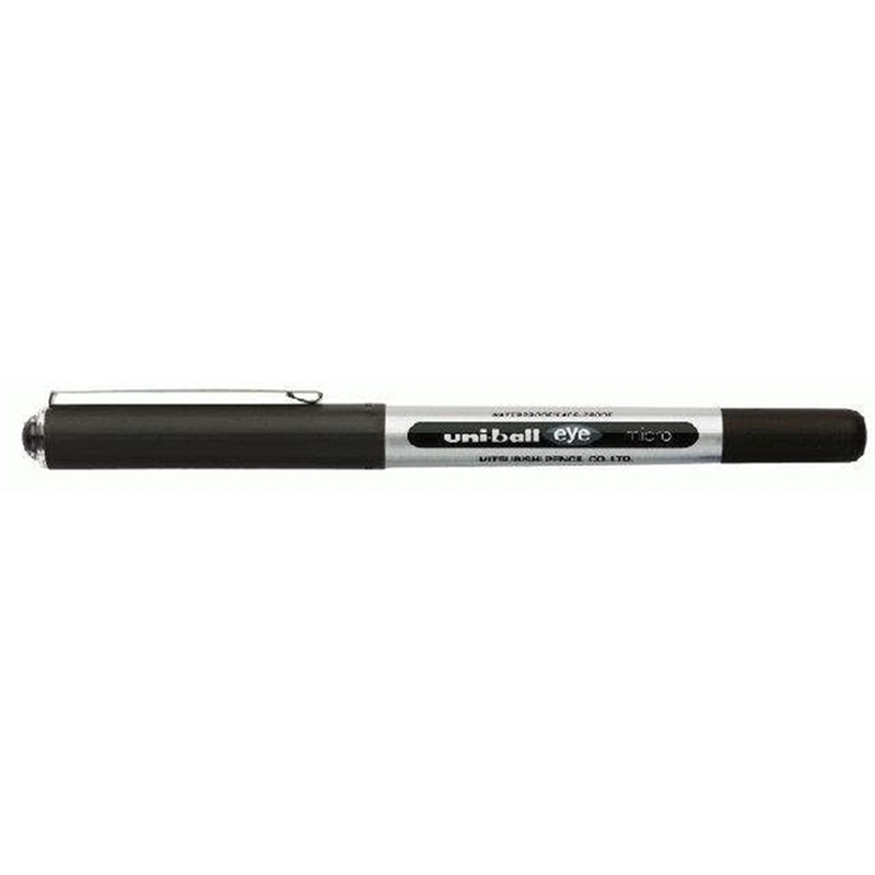 uni-ball-tintenkugelschreiber-eye-micro-ub-150-mit-kappe-0-2-mm-schaftfarbe-silber-schreibfarbe-schwarz