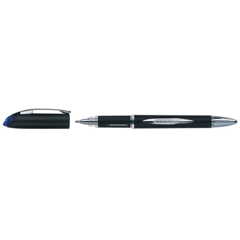 uni-ball-tintenkugelschreiber-jetstream-mit-kappe-0-5-mm-schaftfarbe-schwarz-schreibfarbe-blau