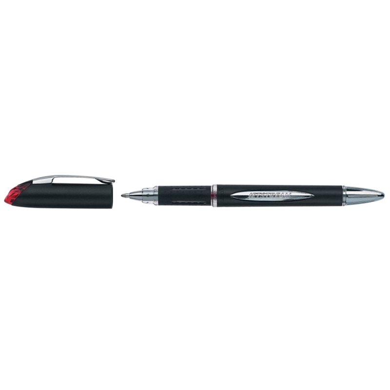 uni-ball-tintenkugelschreiber-jetstream-mit-kappe-0-5-mm-schaftfarbe-schwarz-schreibfarbe-rot