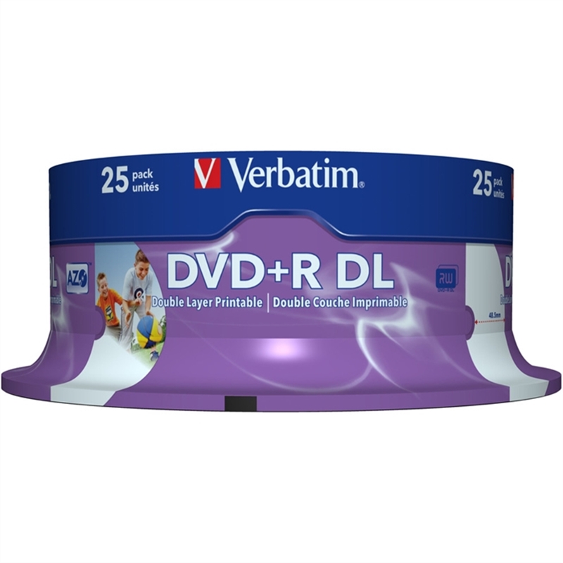 verbatim-dvd-r-double-layer-full-printable-spindel-8-5-gb-8-x-25-stueck