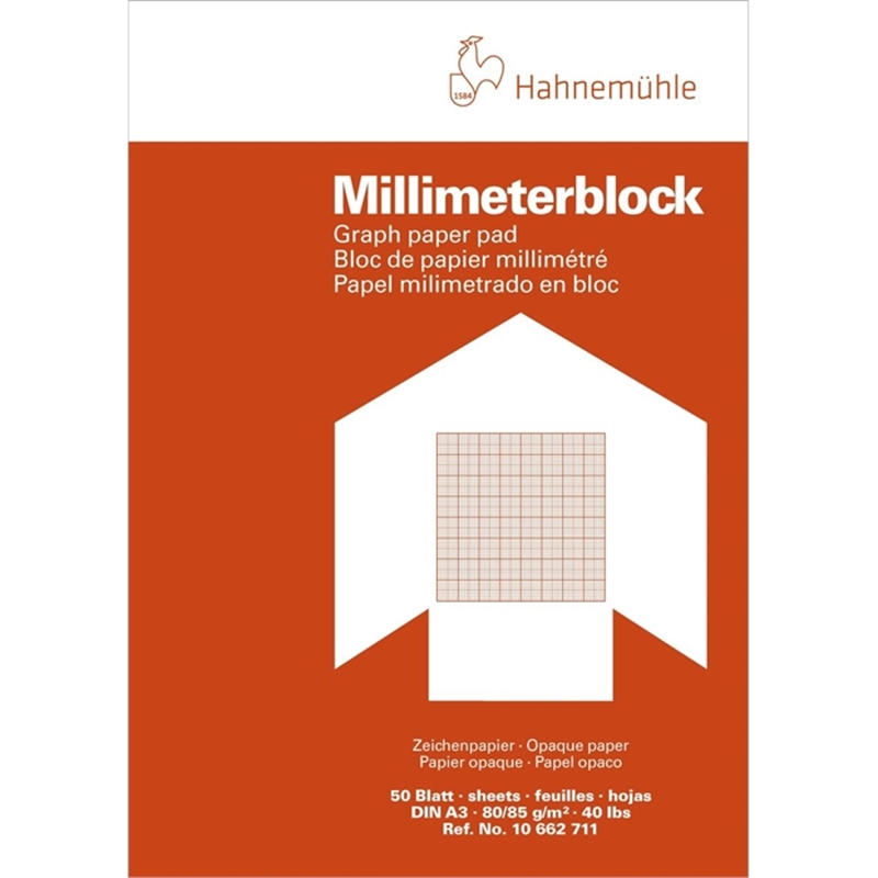 hahnemuehle-millimeterblock-a3-80/85-g/m-weiss-opak-druckfarbe-rot-50-blatt