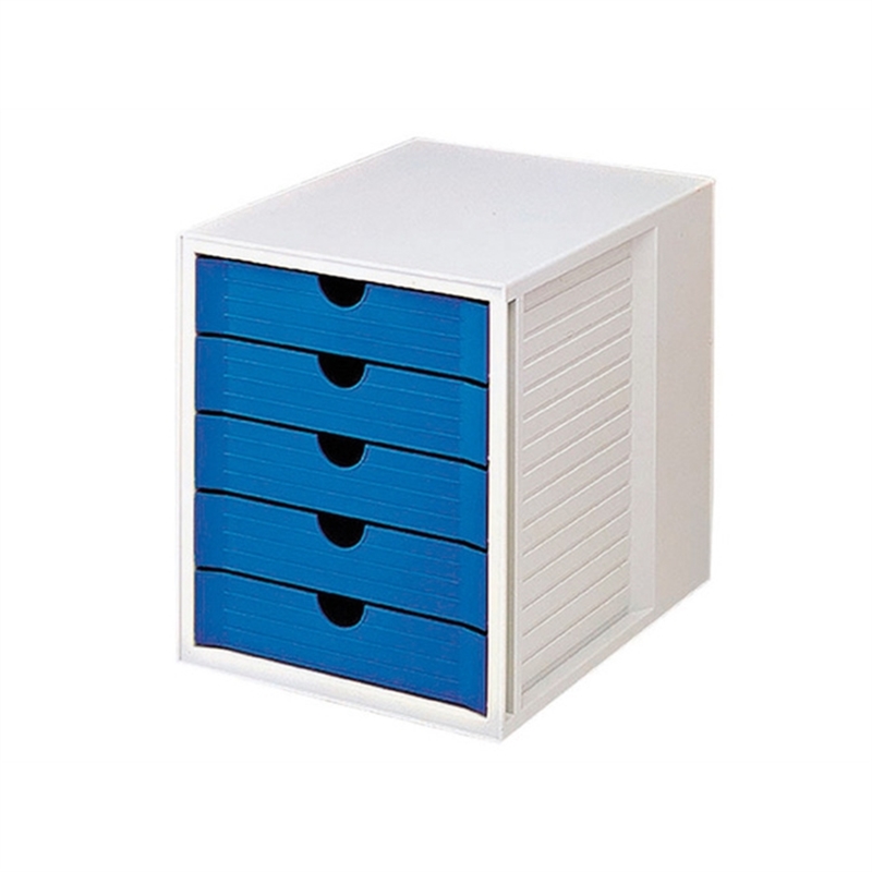 han-schubladenbox-ps-mit-5-geschlossenen-schubladen-a4-275-x-330-x-320-mm-grau/blau