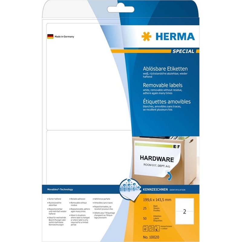 herma-etikett-inkjet/laser/kopierer-selbstklebend-abloesbar-abgerundete-ecken-199-6-x-143-5-mm-weiss-50-stueck