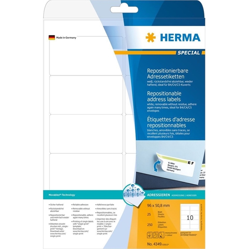 herma-etikett-inkjet/laser/kopierer-selbstklebend-abloesbar-abgerundete-ecken-96-x-50-8-mm-weiss-250-stueck