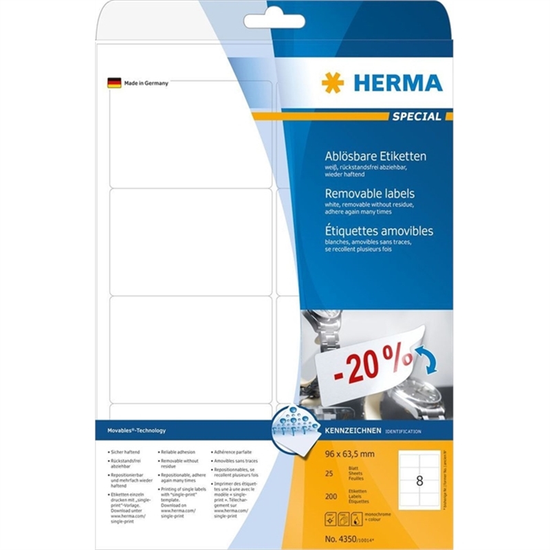 herma-etikett-inkjet/laser/kopierer-selbstklebend-abloesbar-abgerundete-ecken-96-x-63-5-mm-weiss-200-stueck