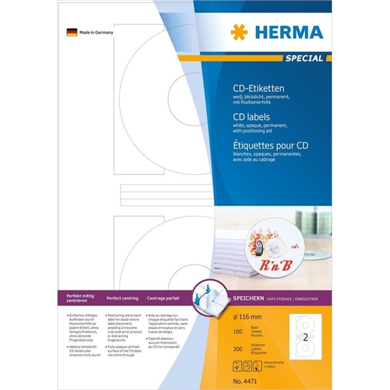 herma-etikett-cds/dvds-inkjet/laser/kopierer-selbstklebend-loch-41-mm-116-mm-weiss-200-stueck