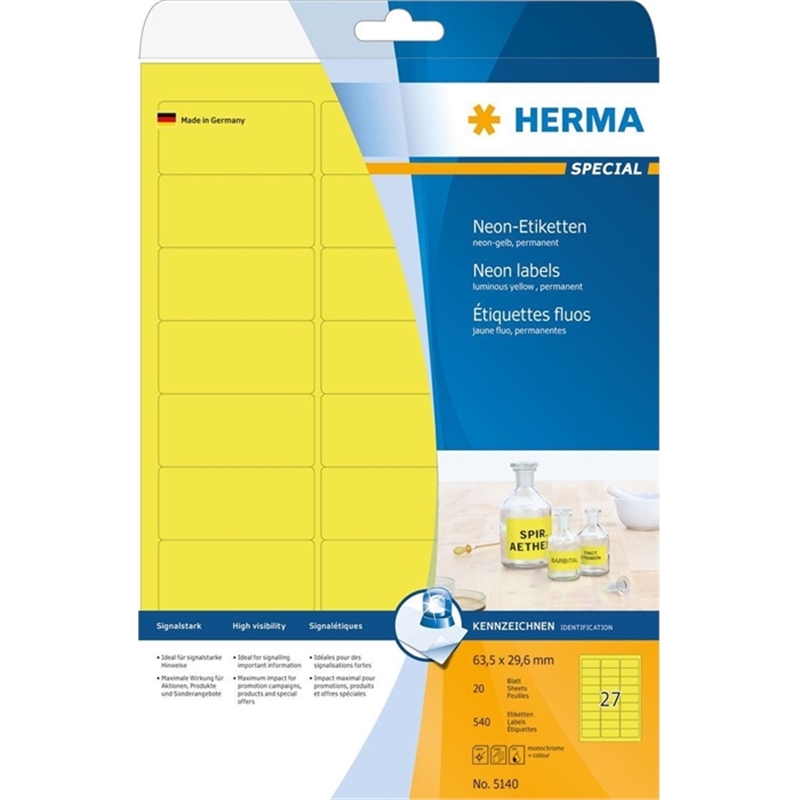 herma-etikett-inkjet/laser/kopierer-selbstklebend-abgerundete-ecken-63-5-x-29-6-mm-neongelb-540-stueck