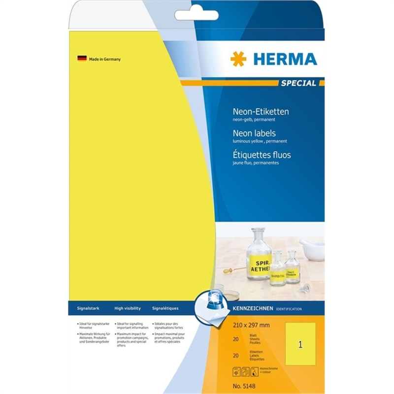 herma-etikett-inkjet/laser/kopierer-selbstklebend-210-x-297-mm-neongelb-20-stueck