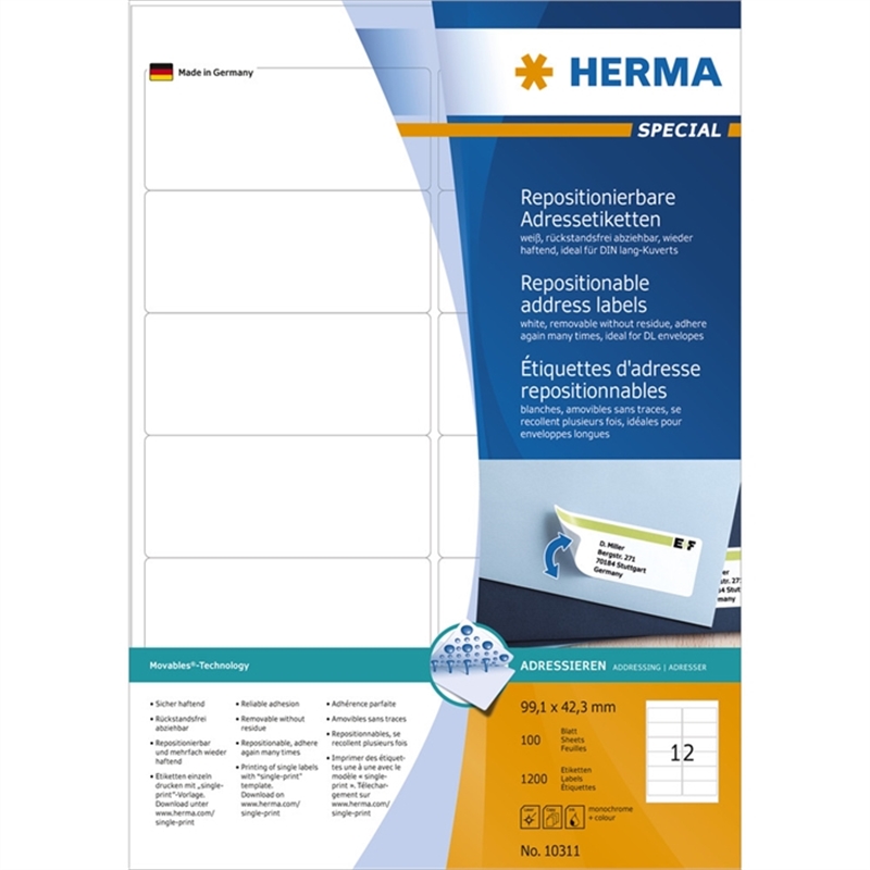 herma-etikett-inkjet/laser/kopierer-selbstklebend-abloesbar-abgerundete-ecken-99-1-x-42-3-mm-weiss-1-200-stueck