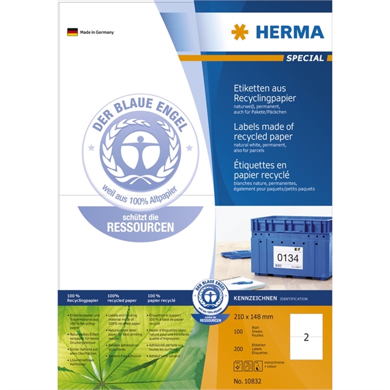 herma-etikett-inkjet/laser/kopierer-auf-a4-bogen-selbstklebend-papier-rc-210-x-148-mm-naturweiss-200-stueck