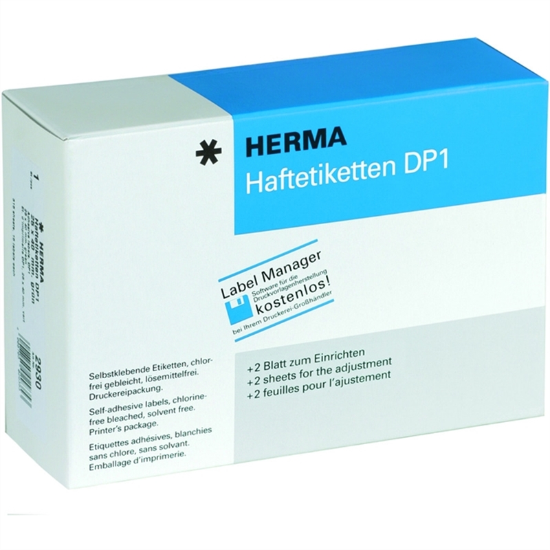 herma-etikett-dp1-etikettendrucker-auf-bogen-selbstklebend-papier-75-g/m-25-x-40-mm-weiss-5-000-stueck