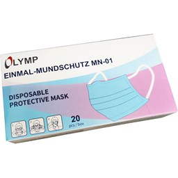 Bild von Olymp Medizinische Gesichtsmasken 3-lagig mit weiß-blauem Vlies, (20 Stück), CE zertifiziert Typ II-R