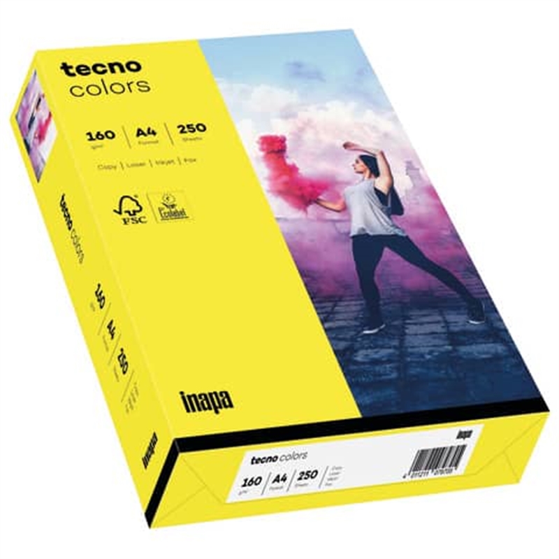 Bild von Multifunktionspapier tecno® colors - A4, 160 g/qm, intensivgelb, 250 Blatt