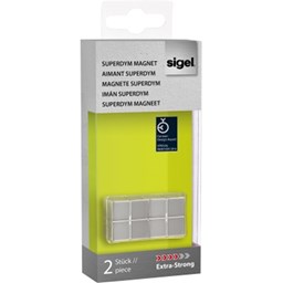 Bild von SIGEL Magnet SuperDym C10 Extra-Strong 20 x 10 x 20 mm (B x H x T) 8kg Neodym silber 2 Stück