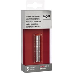 Zeige Details für Sigel SuperDym-Magnete C5 "Strong", Zylinder-Design, silber, Ø 10x10 mm, 5 Stück Bild von Sigel SuperDym-Magnete C5 "Strong", Zylinder-Design, silber, Ø 10x10 mm, 5 Stück
