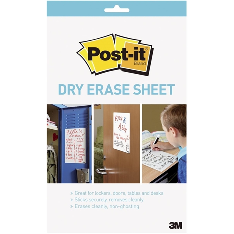 Bild von Post-it® Schreibfolie Super Sticky Dry Erase, 27,9 x 39 cm, weiß (15 Blatt)