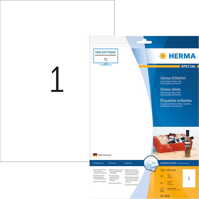 Bild von HERMA Etikett 8895 210x297mm weiß 10 St./Pack.