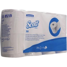 Bild von SCOTT® Toilettenpapier 350, Tissue, 2lagig, auf Rolle, 350 Blatt, hochweiß (64 Rollen)