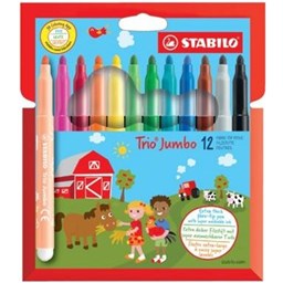 Bild von STABILO 380 - Trio Jumbo Felt Tip Colouring Pen 12 Assorted Colors