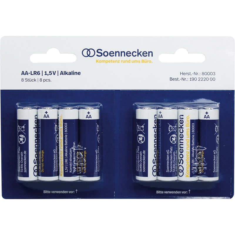 Bild von Soennecken Batterie 80003 Mignon AA LR6 1,5 V 8 St./Pack